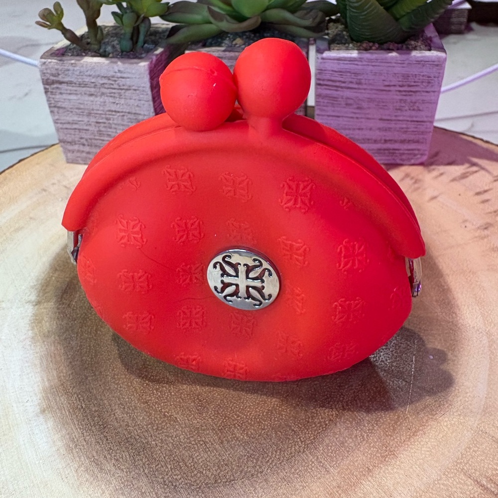 Red Rubber Rustic Cuff Coin Purse ❣️